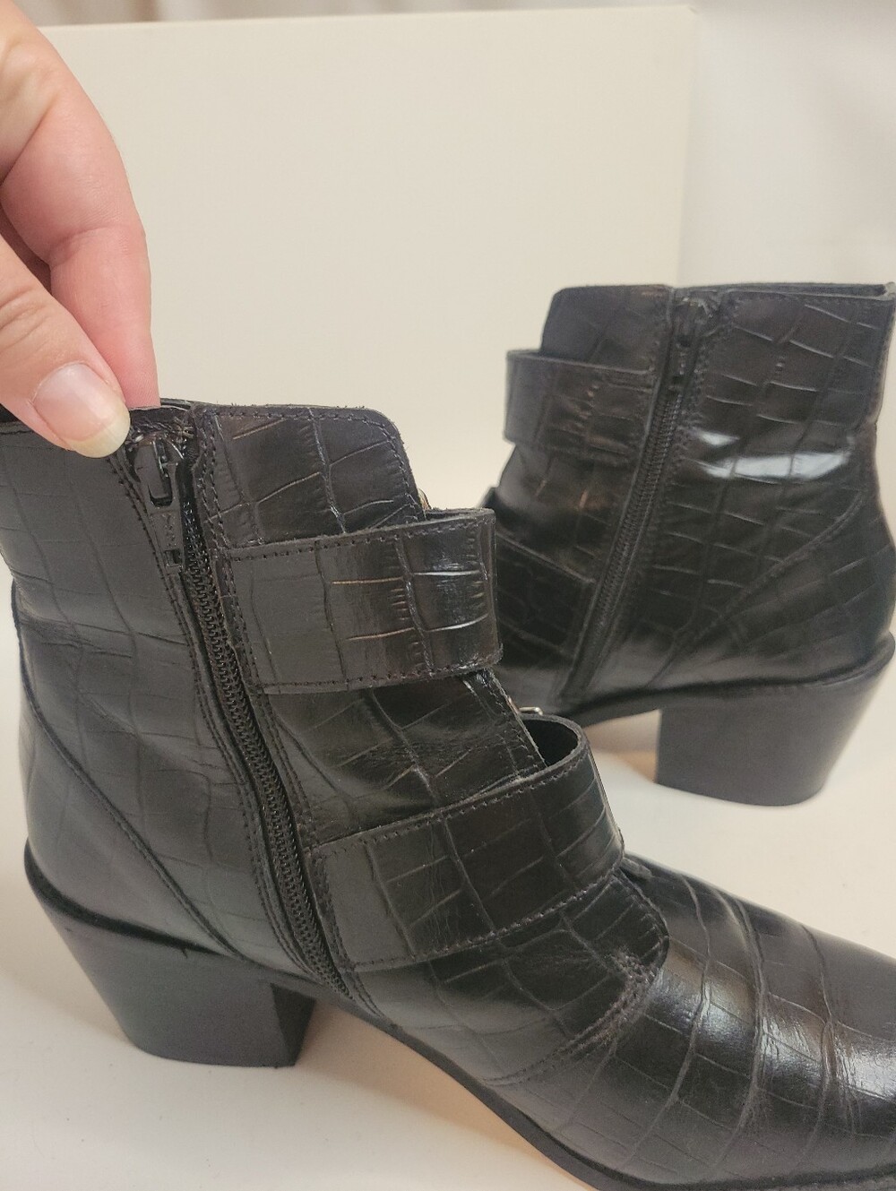 Kurt Geiger London Denny Crocodile-Embossed Leather Ankle Boots - Picture 10 of 16